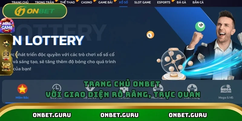 Trang chủ Onbet với giao diện rõ ràng, trực quan